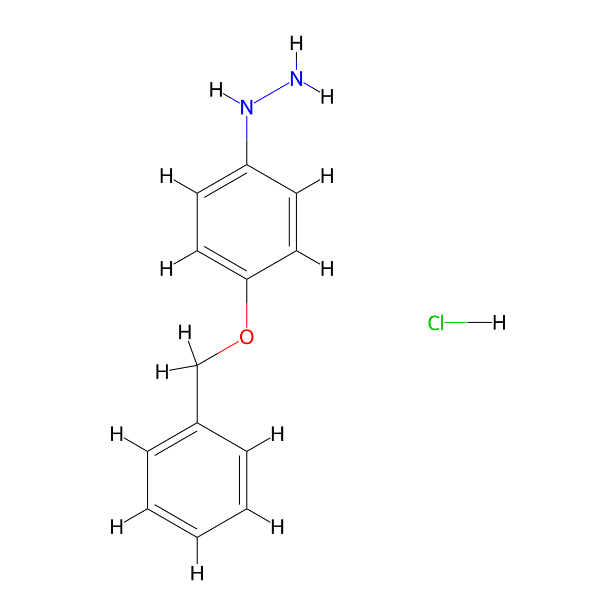 (4-(Benzyloxy)phenyl)hydrazine monohydrochloride molecular structure, CAS 52068-30-1