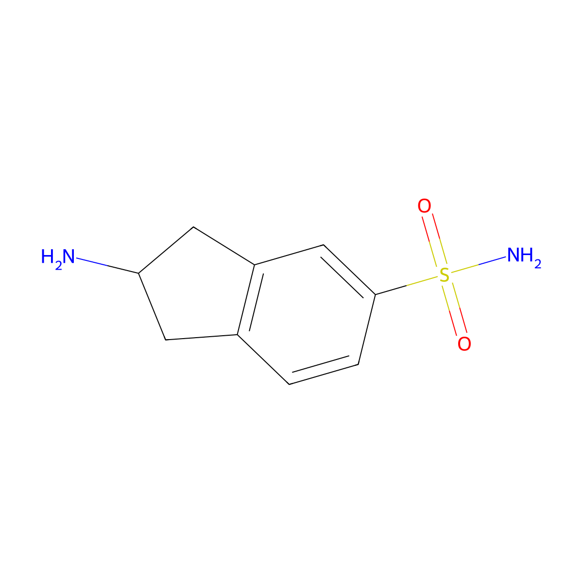 2-amino-2,3-dihydro-1H-indene-5-sulfonamide molecular structure, CAS 52069-27-9