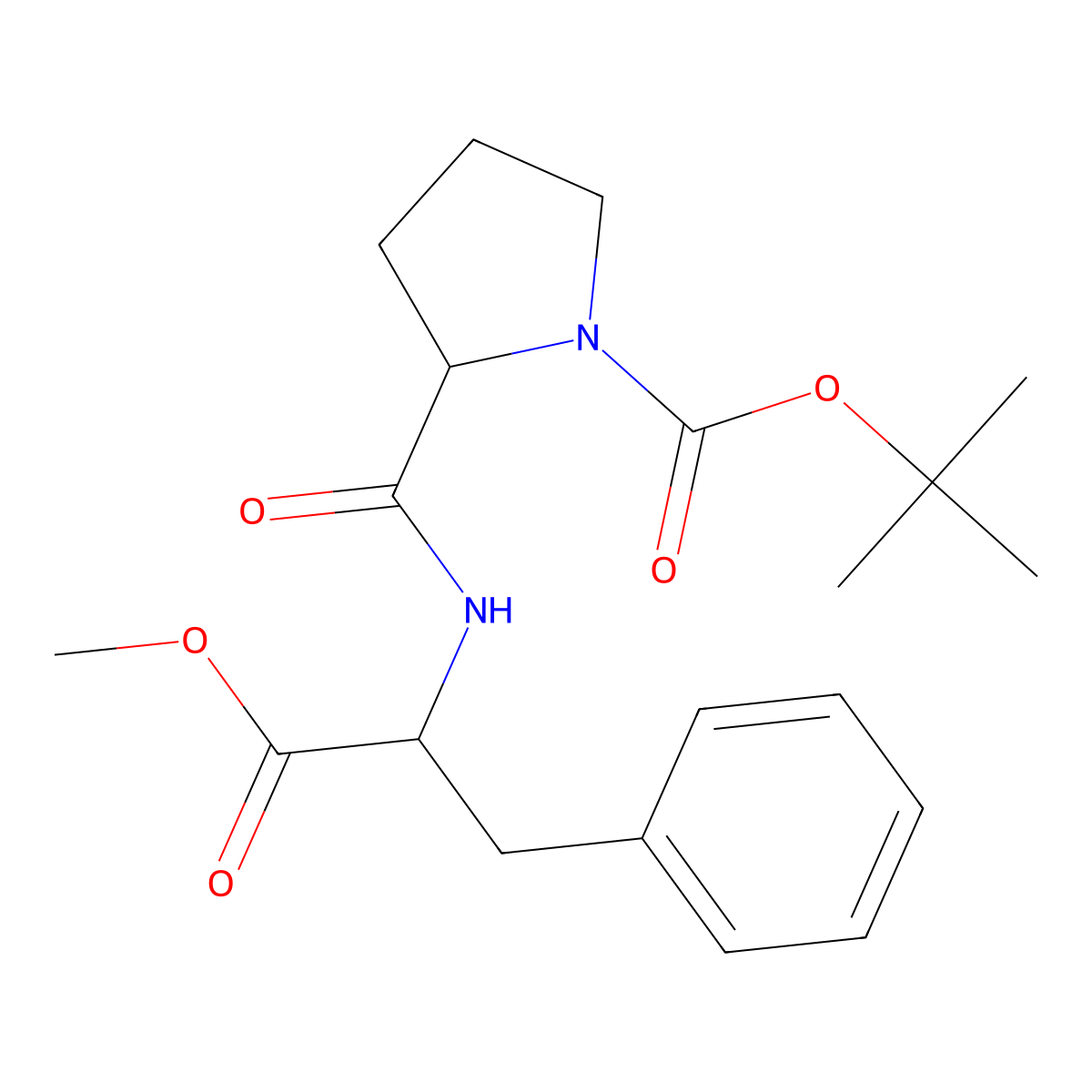 Tert-butyl 2-[(1-methoxy-1-oxo-3-phenylpropan-2-yl)carbamoyl]pyrrolidine-1-carboxylate molecular structure, CAS 52071-64-4