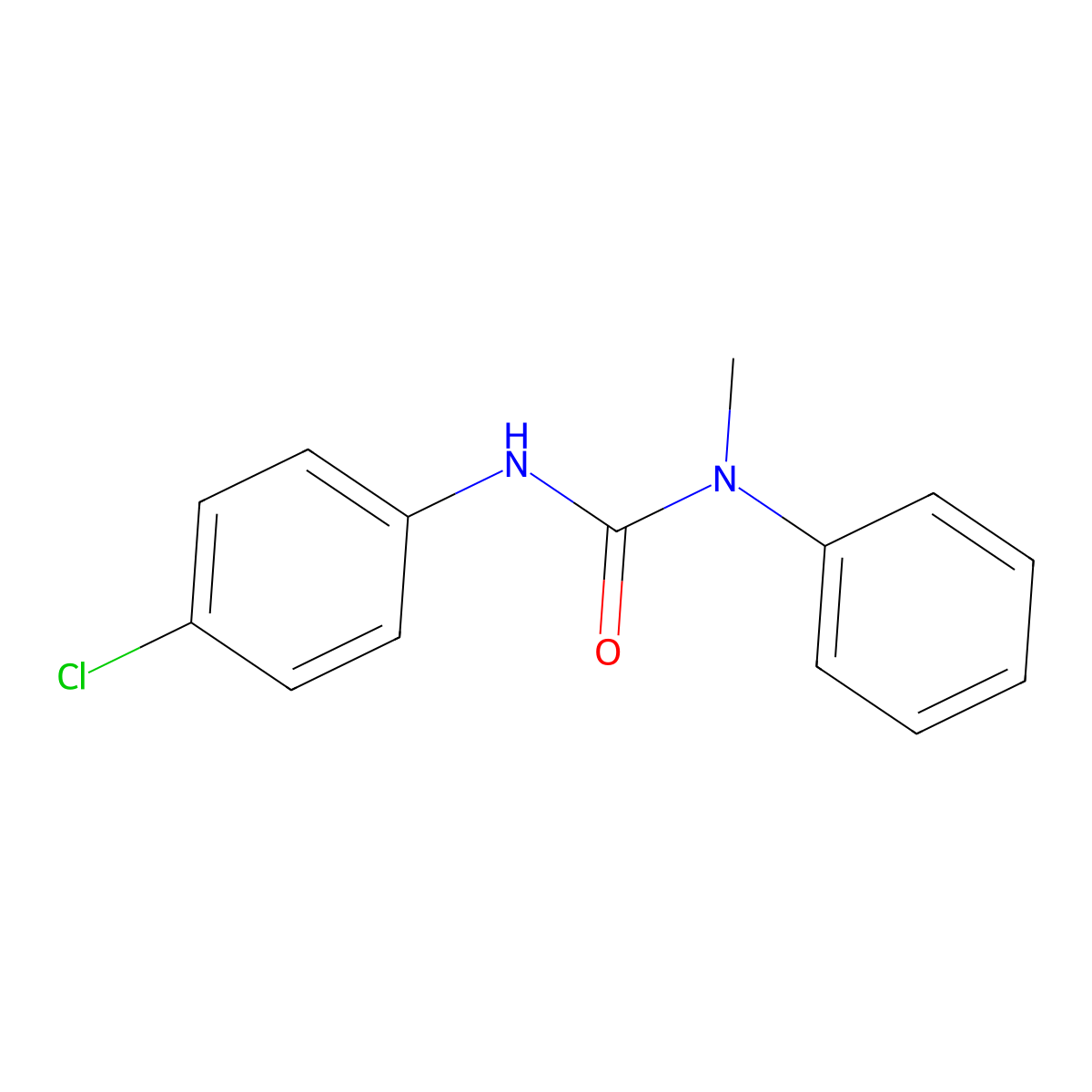 Urea, N'-(4-chlorophenyl)-N-methyl-N-phenyl- molecular structure, CAS 52072-95-4