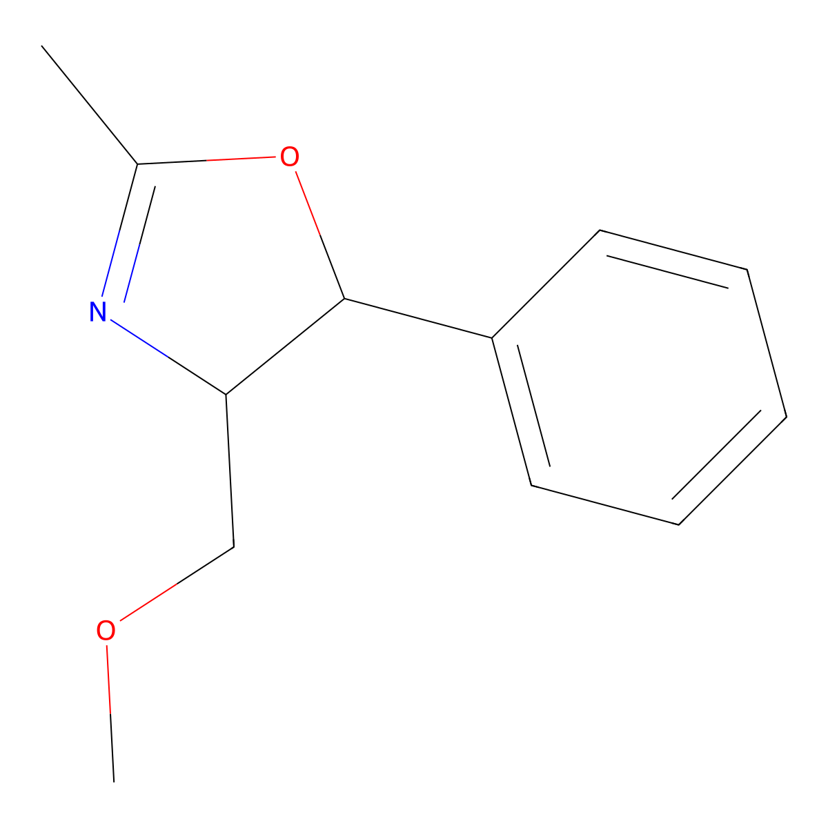 Oxazole, 4,5-dihydro-4-(methoxymethyl)-2-methyl-5-phenyl-, (4S,5S)- molecular structure, CAS 52075-14-6