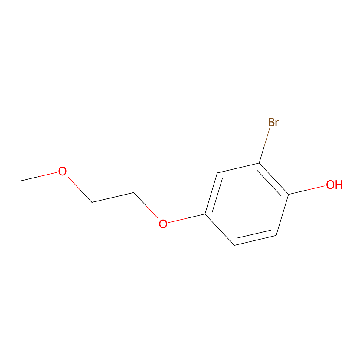 2-Bromo-4-(2-methoxyethoxy)phenol molecular structure, CAS 52076-14-9