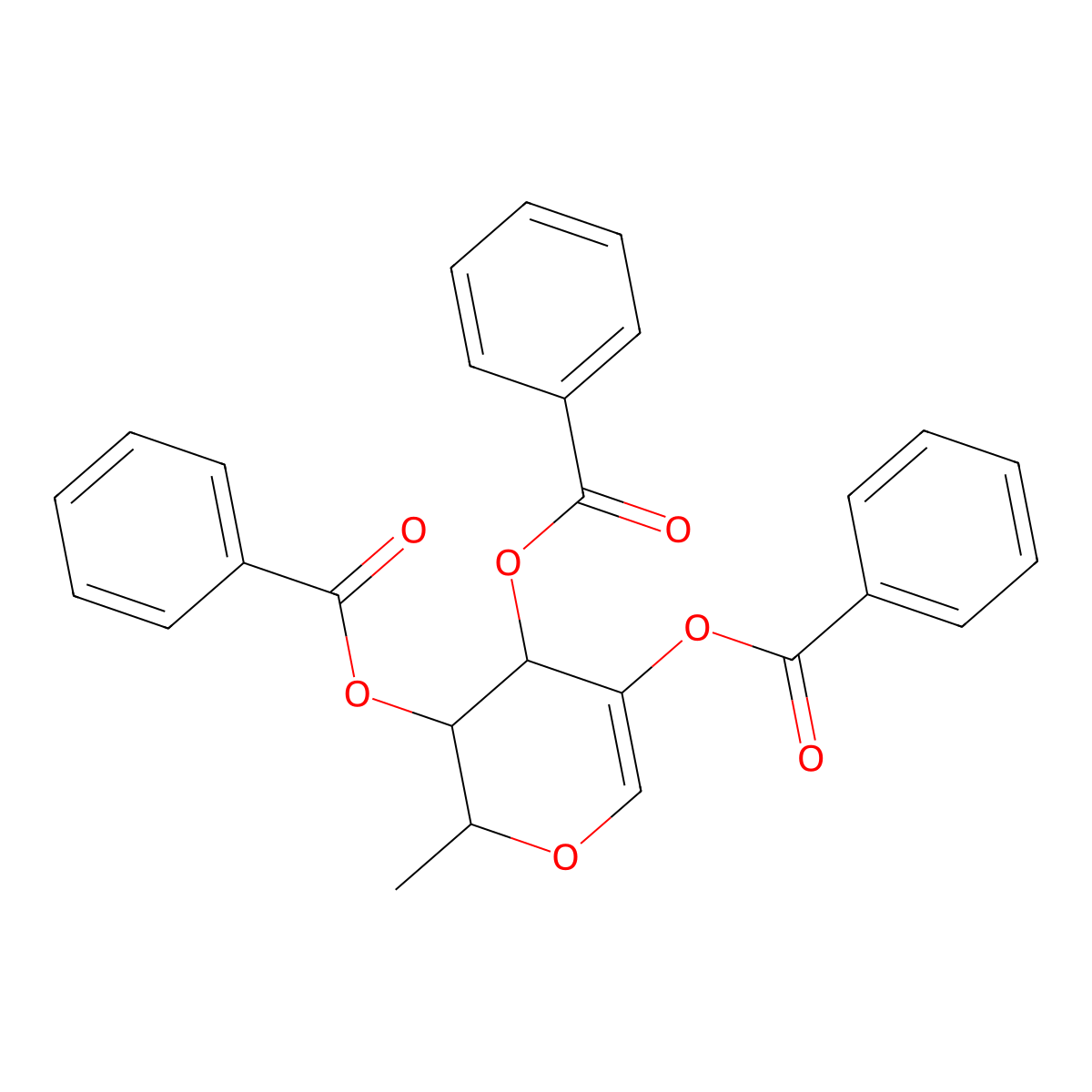 1,5-anhydro-2,3,4-tri-O-benzoyl-6-deoxy-d-arabino-hex-1-enitol molecular structure, CAS 52080-34-9