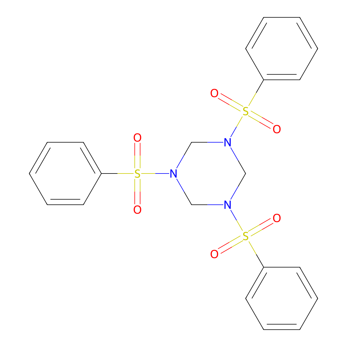 1,3,5-Tri(benzenesulfonyl)-1,3,5-triazinane molecular structure, CAS 52082-67-4