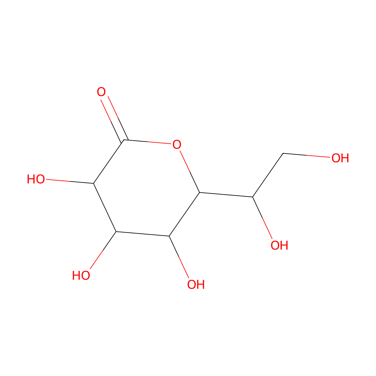 D-Glycero-D-ido-heptonic acid, delta-lactone molecular structure, CAS 52085-70-8