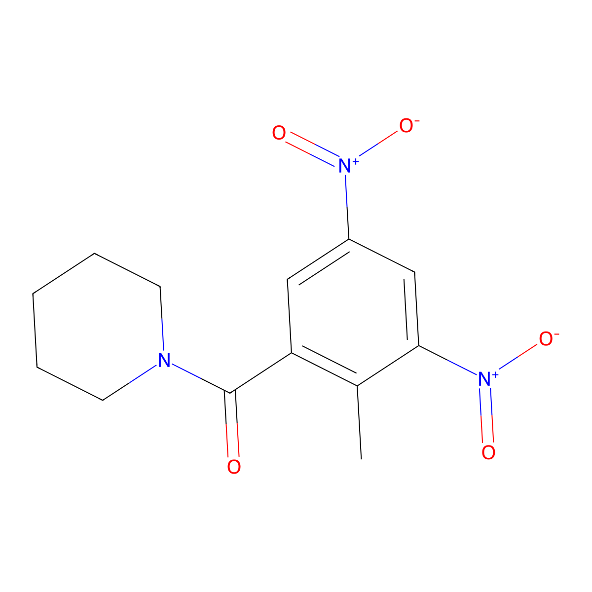 1-(2-Methyl-3,5-dinitrobenzoyl)piperidine molecular structure, CAS 52090-27-4