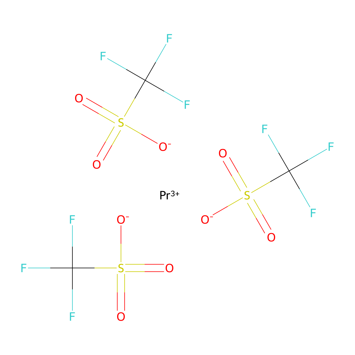 Praseodymium(III) trifluoromethanesulfonate molecular structure, CAS 52093-27-3