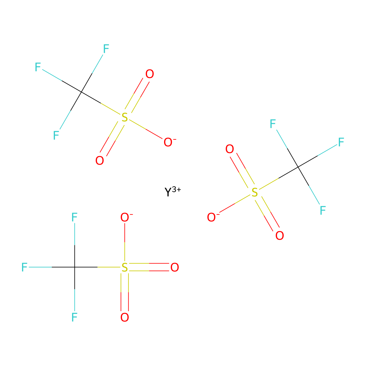 Yttrium trifluoromethanesulfonate molecular structure, CAS 52093-30-8