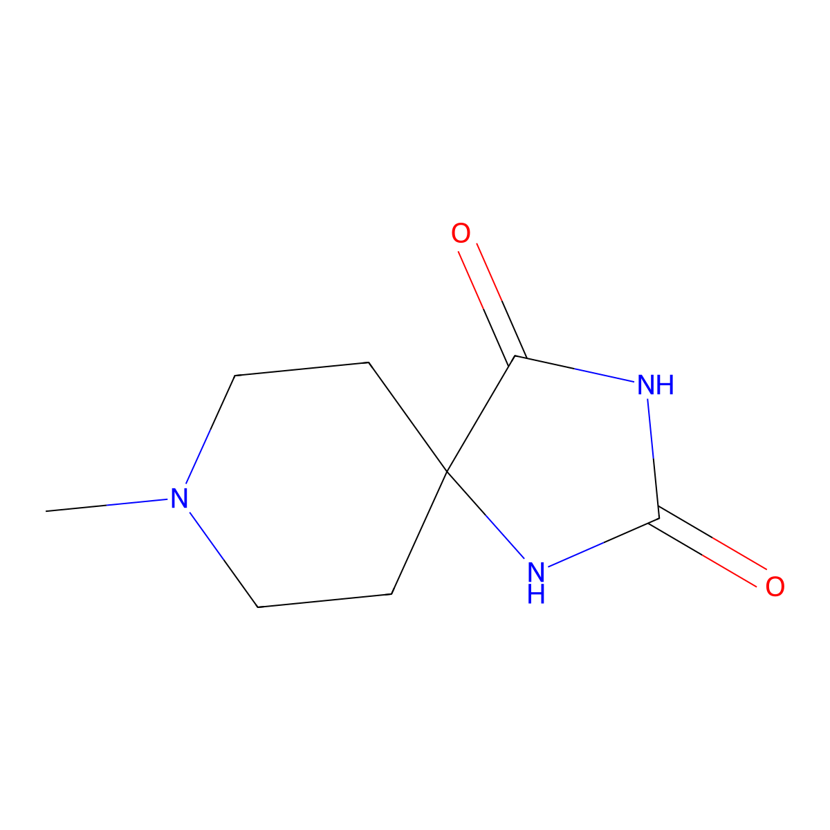 1,3,8-Triazaspiro(4.5)decane-2,4-dione, 8-methyl- molecular structure, CAS 52094-69-6