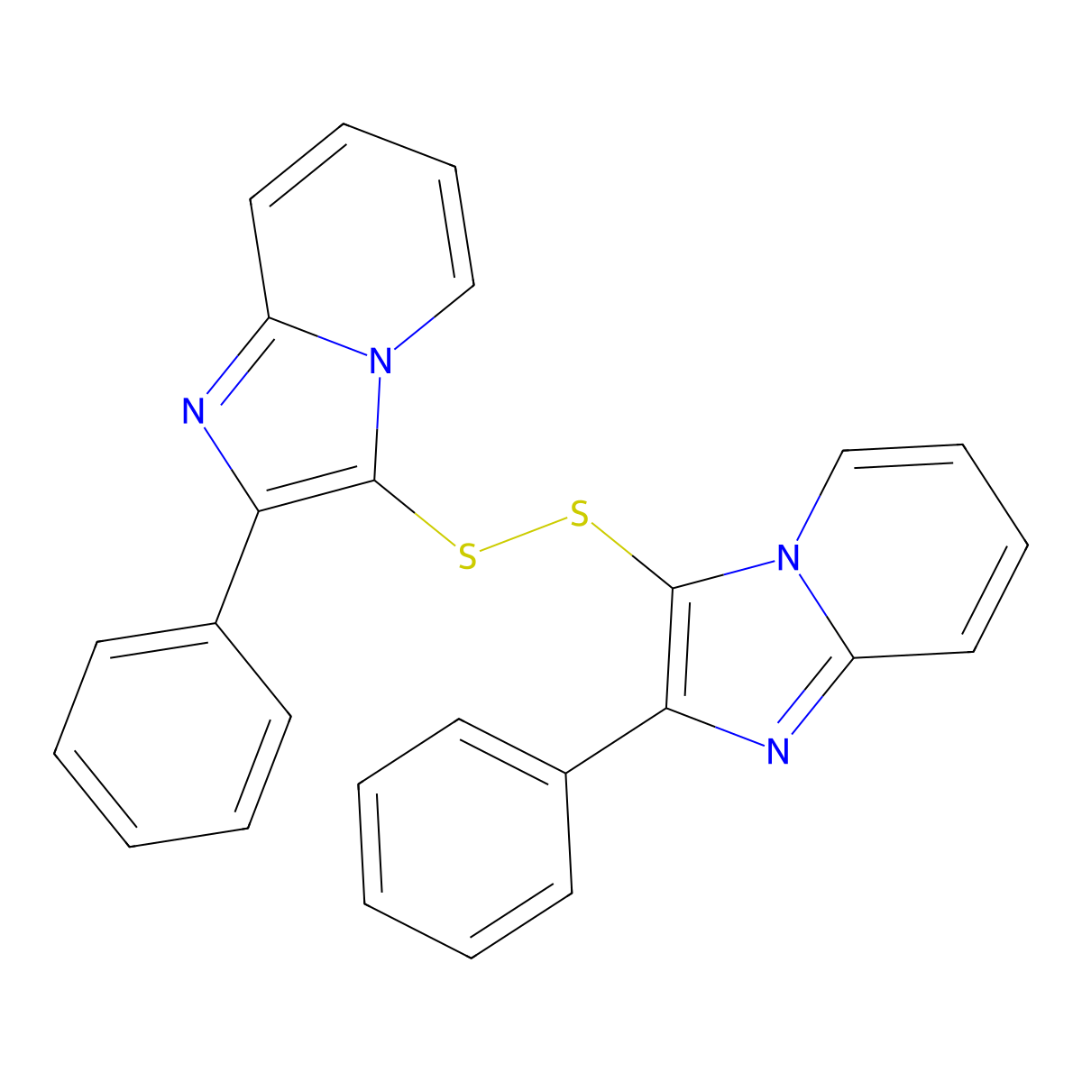 2-Phenyl-3-[(2-phenylimidazo[1,2-a]pyridin-3-yl)disulfanyl]imidazo[1,2-a]pyridine molecular structure, CAS 52095-68-8