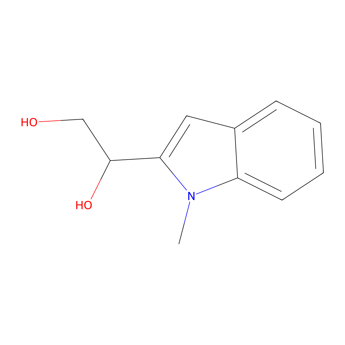 1-(1-methyl-1H-indol-2-yl)ethane-1,2-diol molecular structure, CAS 52098-29-0