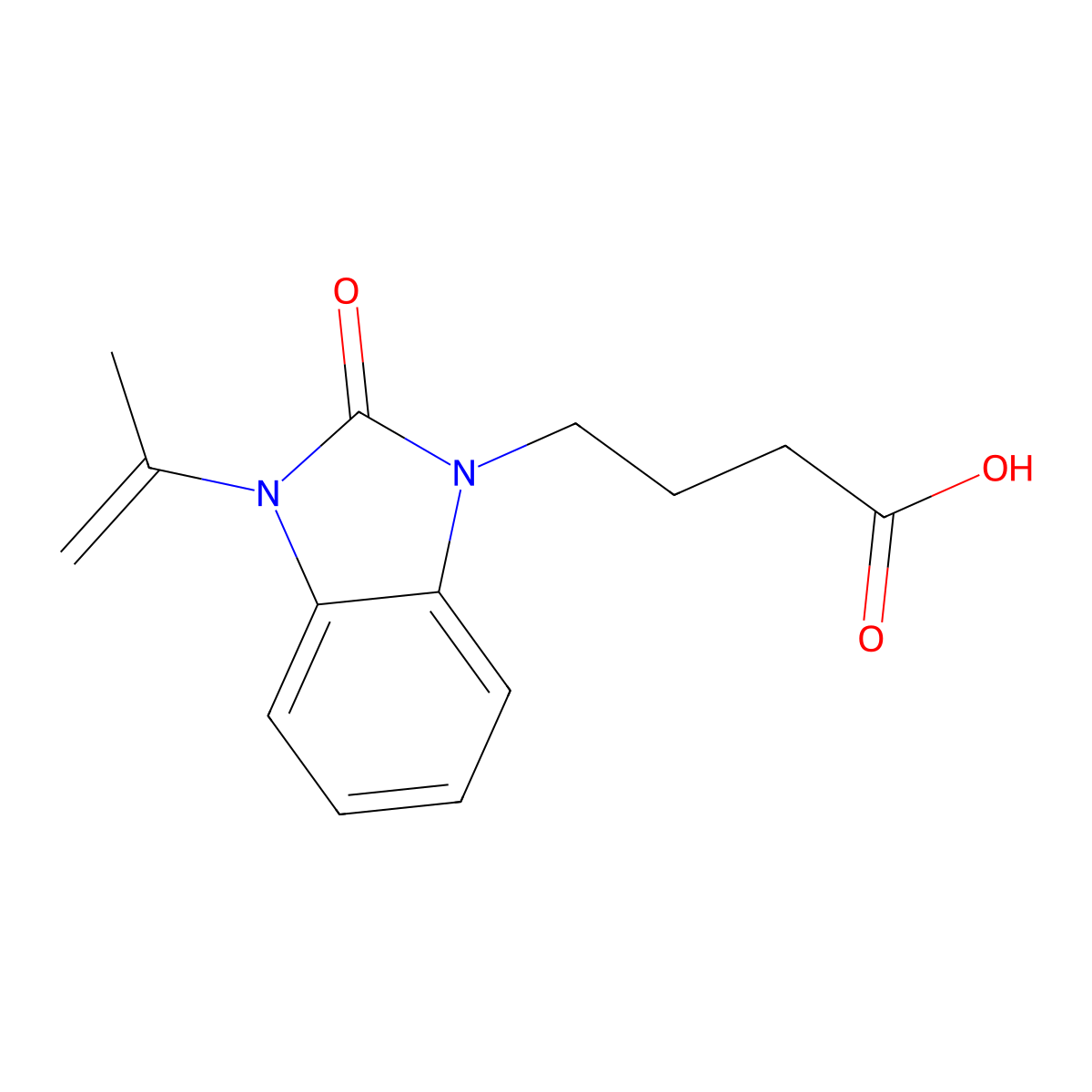 4-(3-isopropenyl-2-oxo-2,3-dihydro-1H-1,3-benzimidazol-1-yl)butanoic acid molecular structure, CAS 52099-78-2