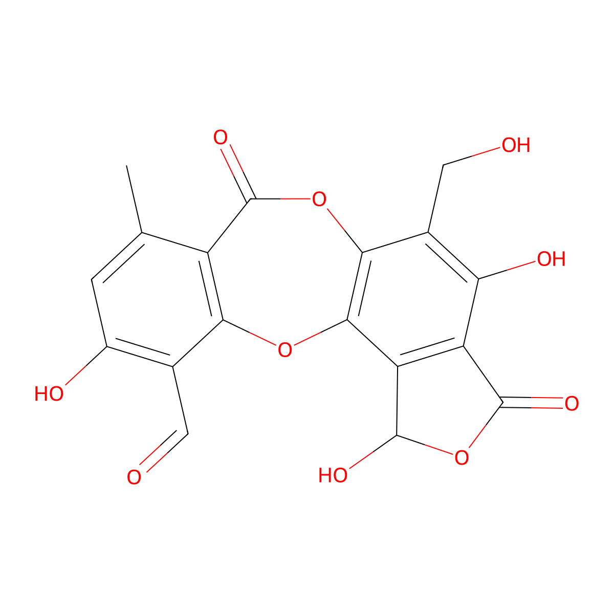 Salazinic acid molecular structure, CAS 521-39-1
