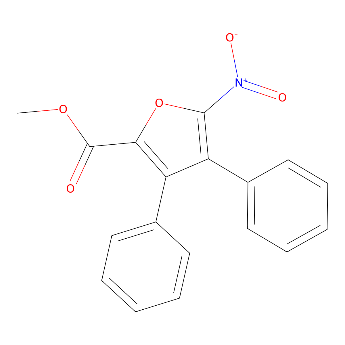 Methyl 5-nitro-3,4-diphenylfuran-2-carboxylate molecular structure, CAS 52101-39-0