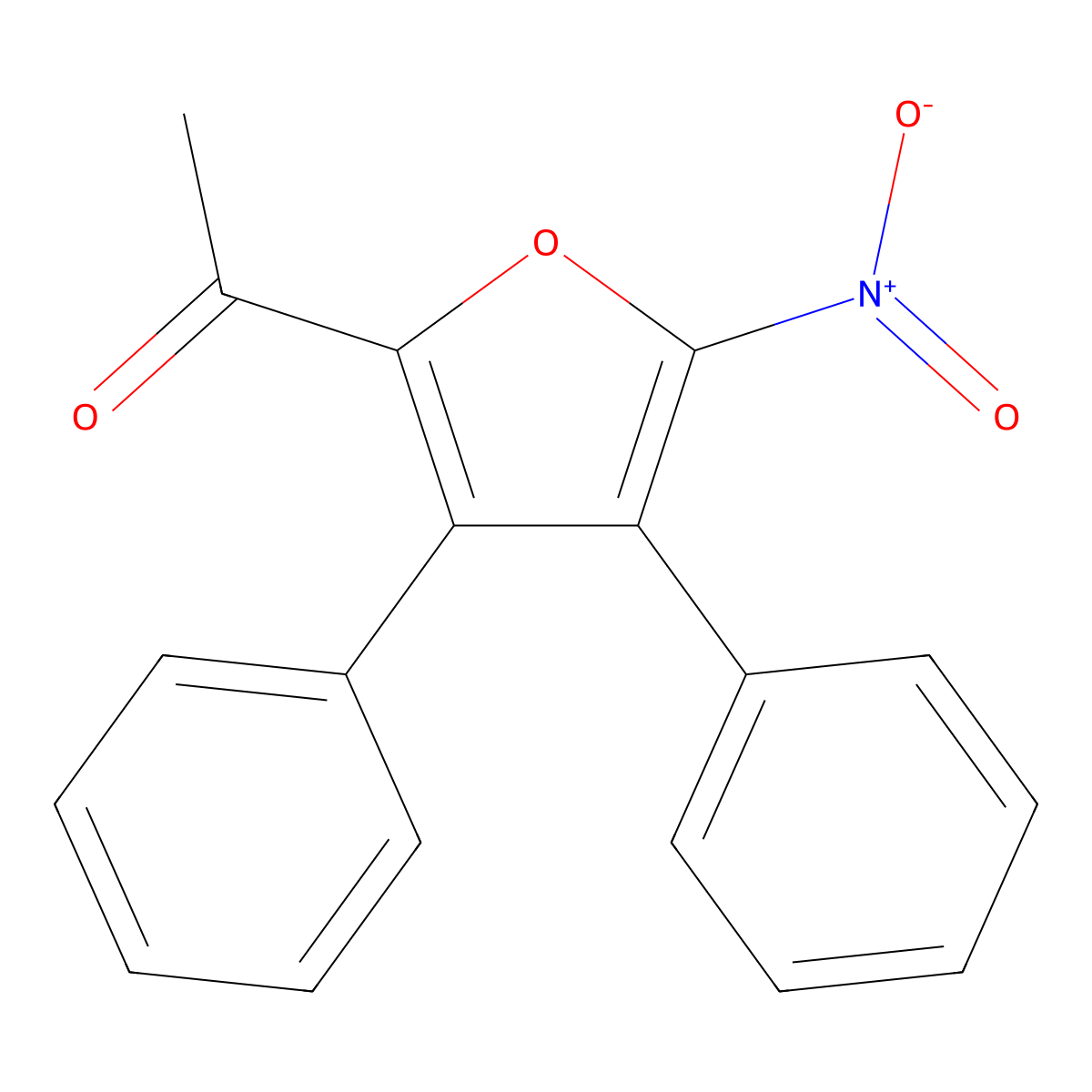 3,4-Diphenyl-5-nitro-2-acetylfuran molecular structure, CAS 52101-49-2