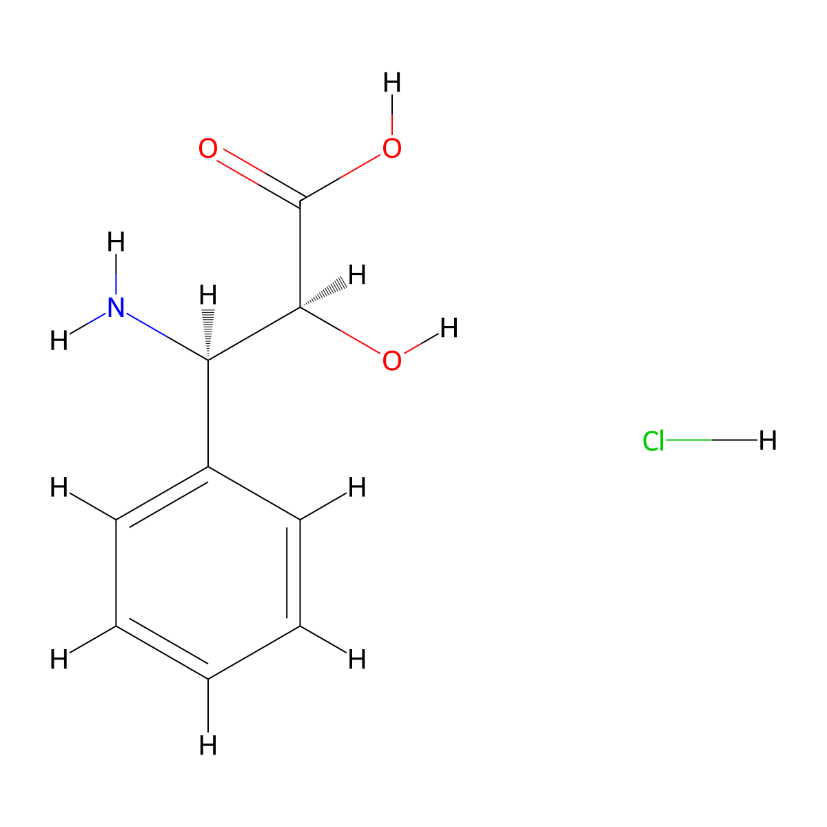 (2S,3R)-3-amino-2-hydroxy-3-phenylpropanoic acid;hydrochloride molecular structure, CAS 521059-43-8