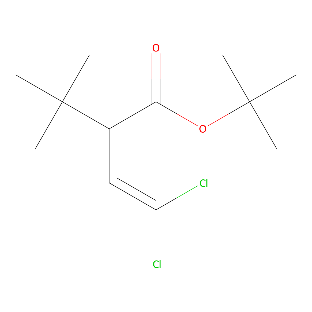 Tert-butyl 2-tert-butyl-4,4-dichlorobut-3-enoate molecular structure, CAS 521061-73-4