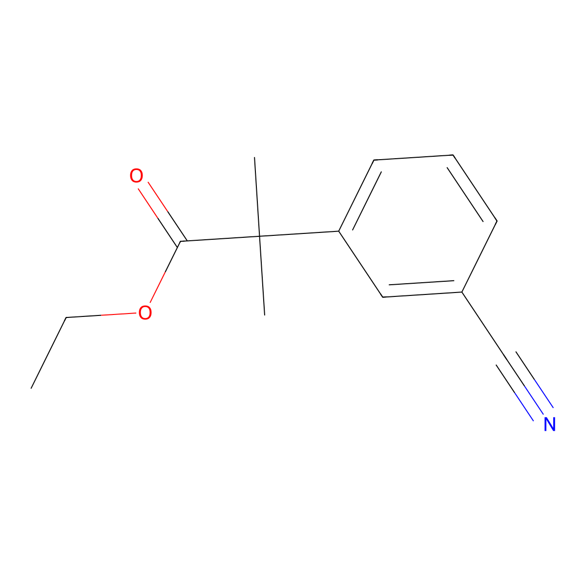 Ethyl 2-(3-cyanophenyl)-2-methylpropanoate molecular structure, CAS 521068-44-0