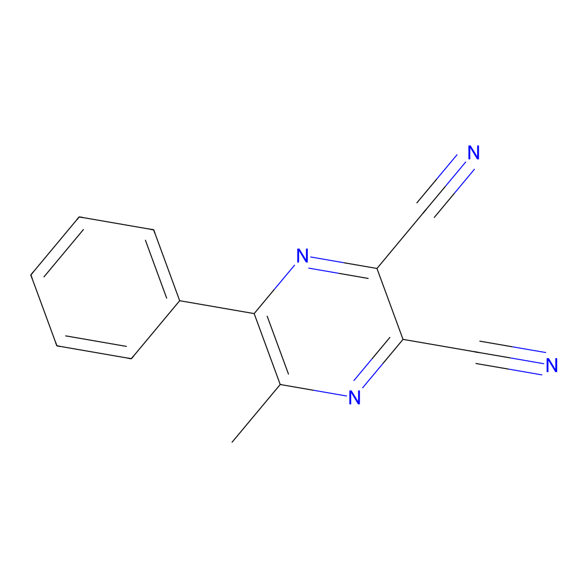2,3-Dicyano-5-methyl-6-phenylpyrazine molecular structure, CAS 52109-67-8