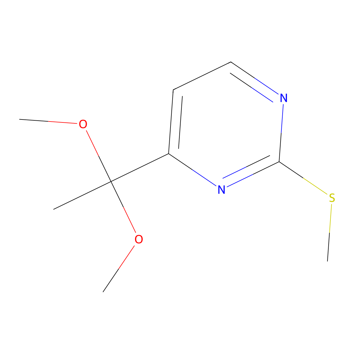 4-(1,1-Dimethoxyethyl)-2-(methylthio)pyrimidine molecular structure, CAS 521092-35-3