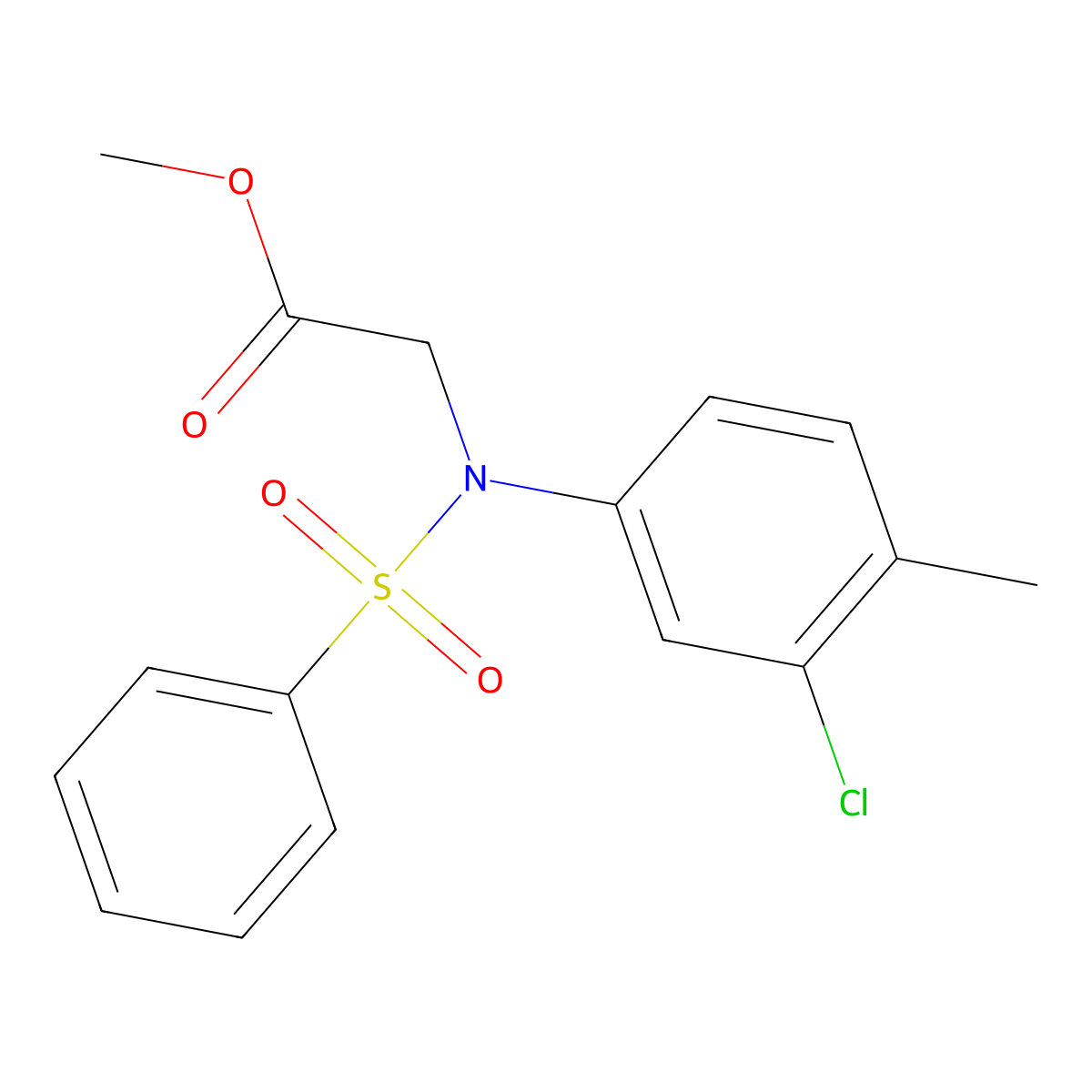 Methyl 2-[benzenesulfonyl-(3-chloro-4-methyl-phenyl)amino]acetate molecular structure, CAS 5211-41-6