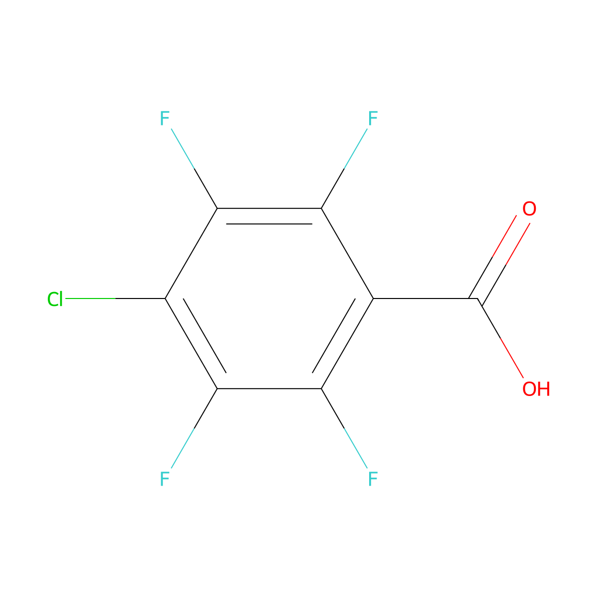 Benzoic acid, 4-chloro-2,3,5,6-tetrafluoro- molecular structure, CAS 5211-45-0