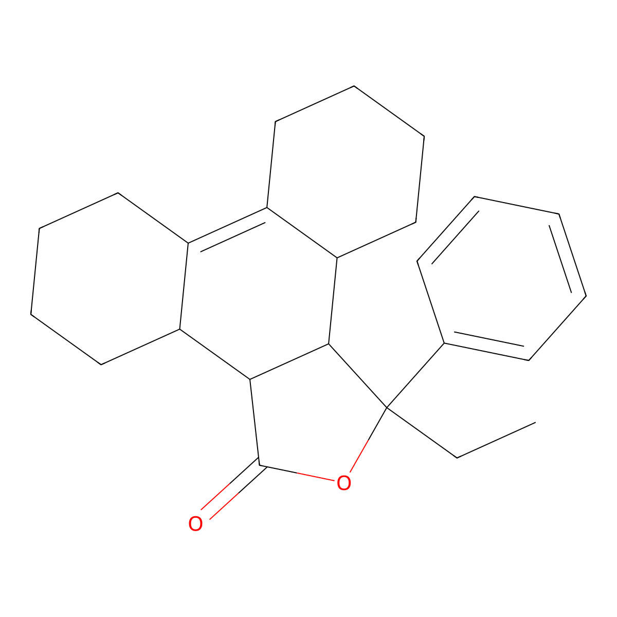3-Ethyl-3-phenyl-3a,3b,4,5,6,7,8,9,10,11,11a,11b-dodecahydrophenanthro[9,10-c]furan-1-one molecular structure, CAS 5211-49-4