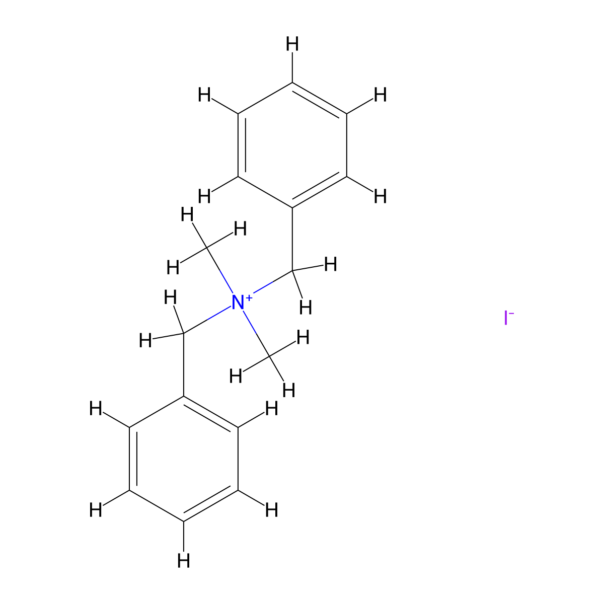 N-Benzyl-N,N-dimethylphenylmethanaminium iodide molecular structure, CAS 52111-74-7