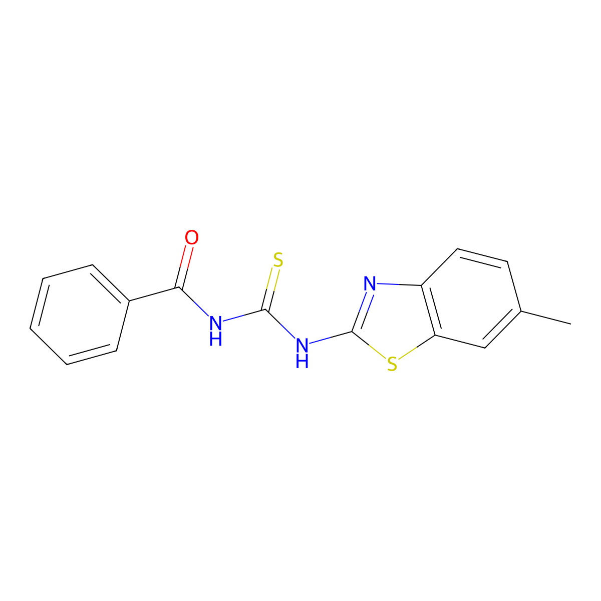 N-[(6-methyl-1,3-benzothiazol-2-yl)carbamothioyl]benzamide molecular structure, CAS 52112-81-9