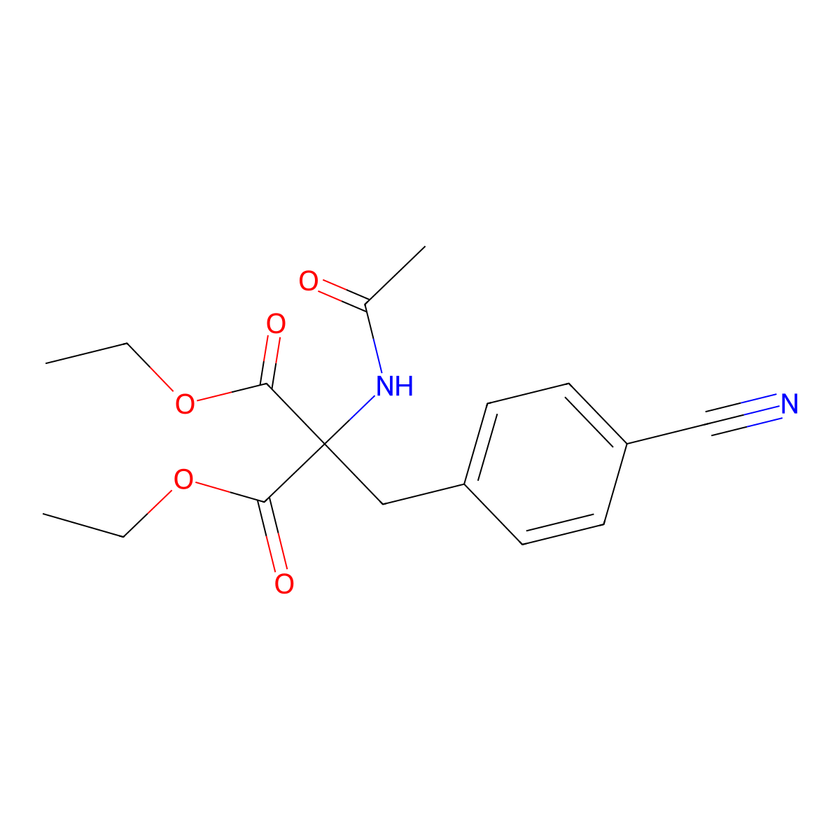 Diethyl 2-acetamido-2-(4-cyanobenzyl)malonate molecular structure, CAS 52117-01-8