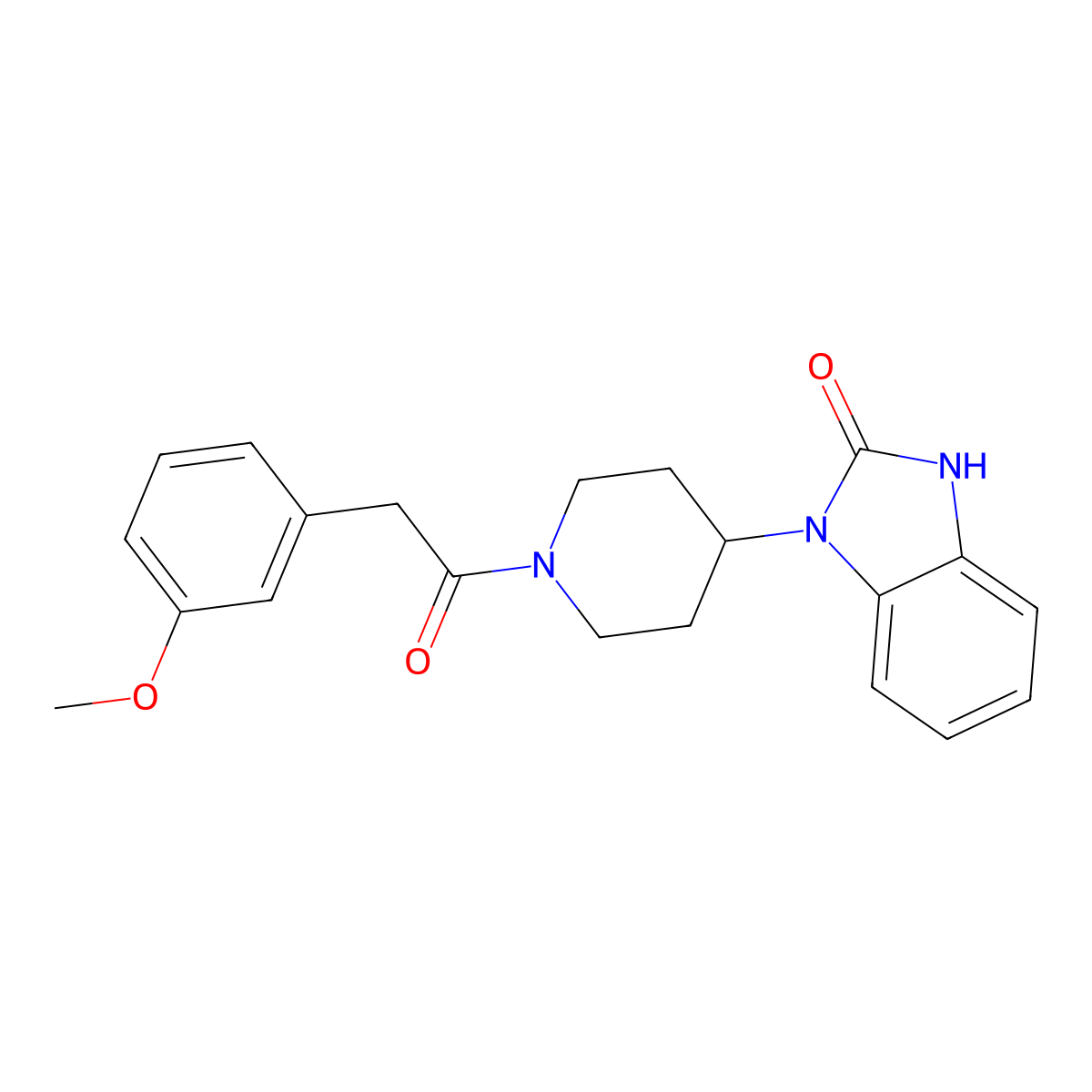1-{1-[2-(3-methoxyphenyl)acetyl]piperidin-4-yl}-2,3-dihydro-1H-1,3-benzodiazol-2-one molecular structure, CAS 521173-96-6