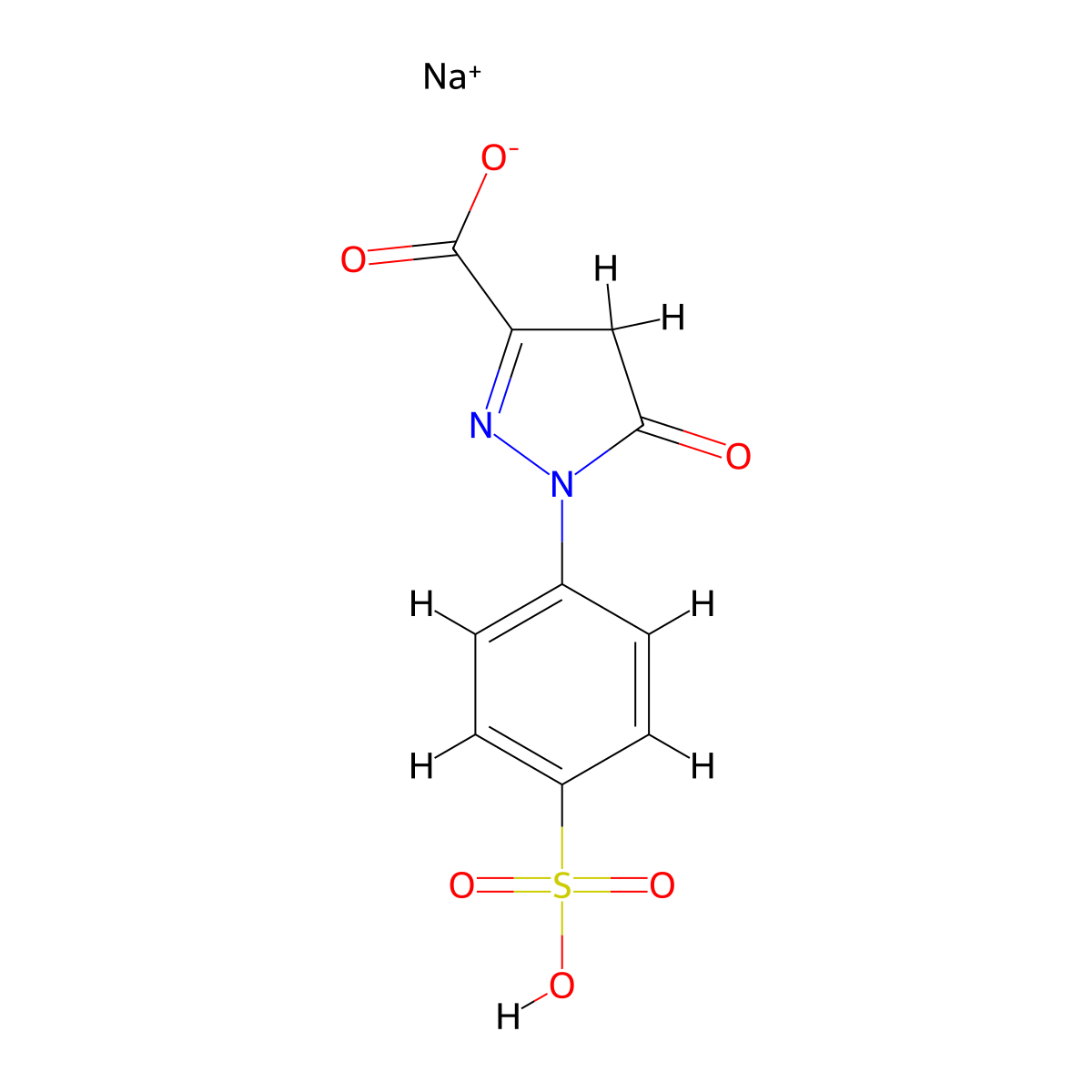 Pyrazolone T monosodium molecular structure, CAS 52126-51-9