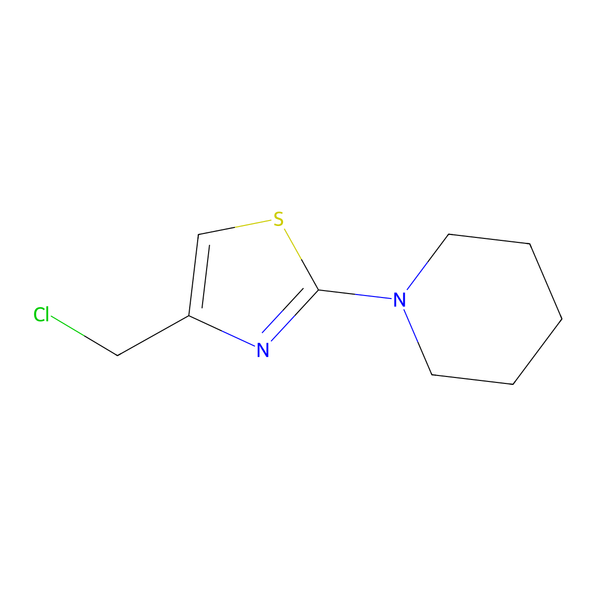 1-(4-(Chloromethyl)-1,3-thiazol-2-yl)piperidine molecular structure, CAS 521267-10-7