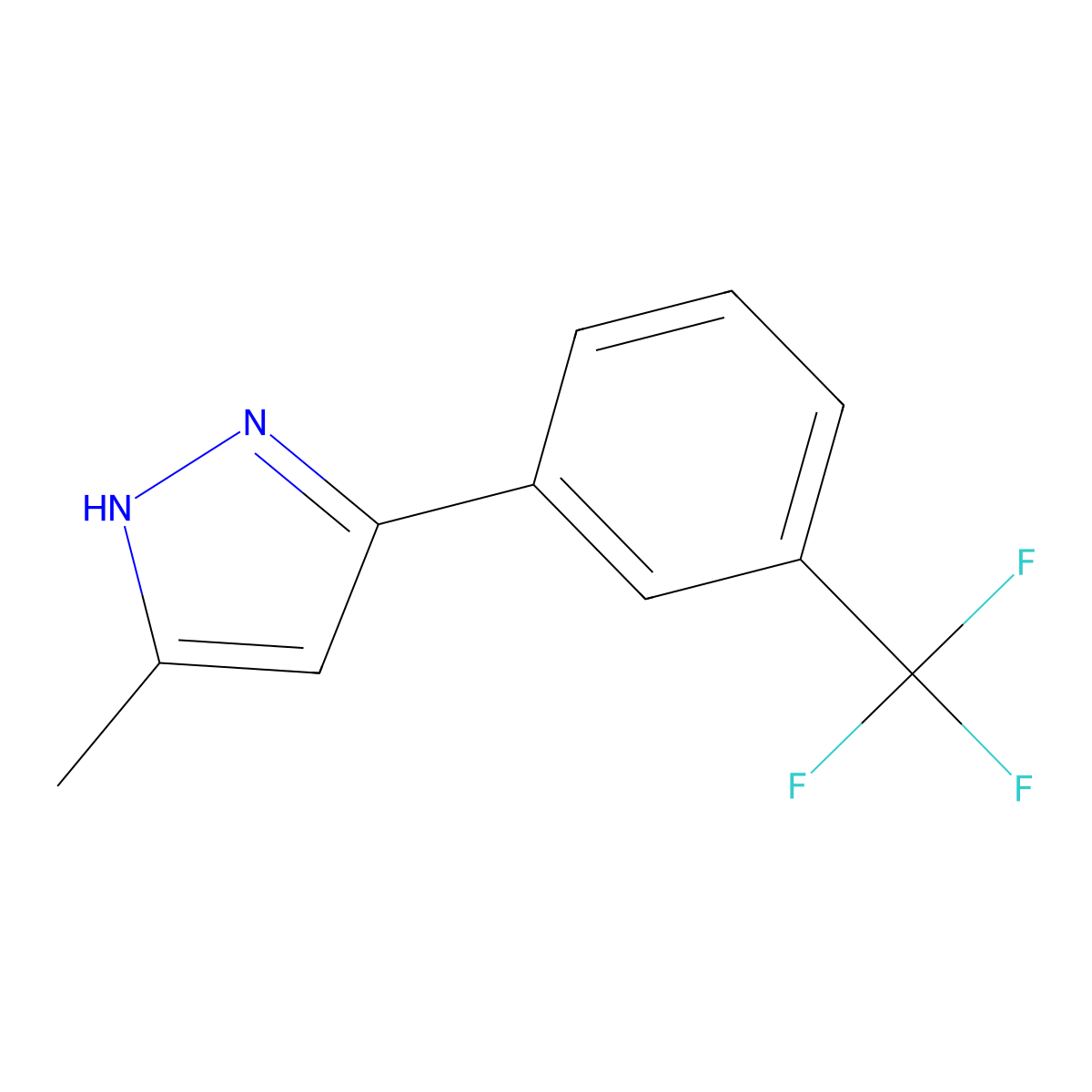 5-methyl-3-[3-(trifluoromethyl)phenyl]-1H-pyrazole molecular structure, CAS 521267-21-0