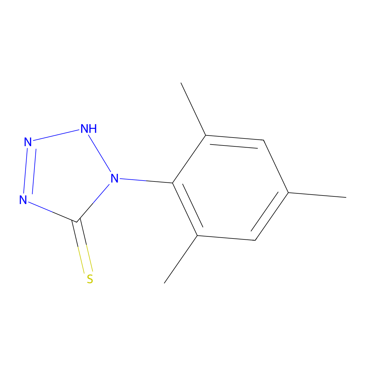 1,2-Dihydro-1-(2,4,6-trimethylphenyl)-5H-tetrazole-5-thione molecular structure, CAS 52127-86-3