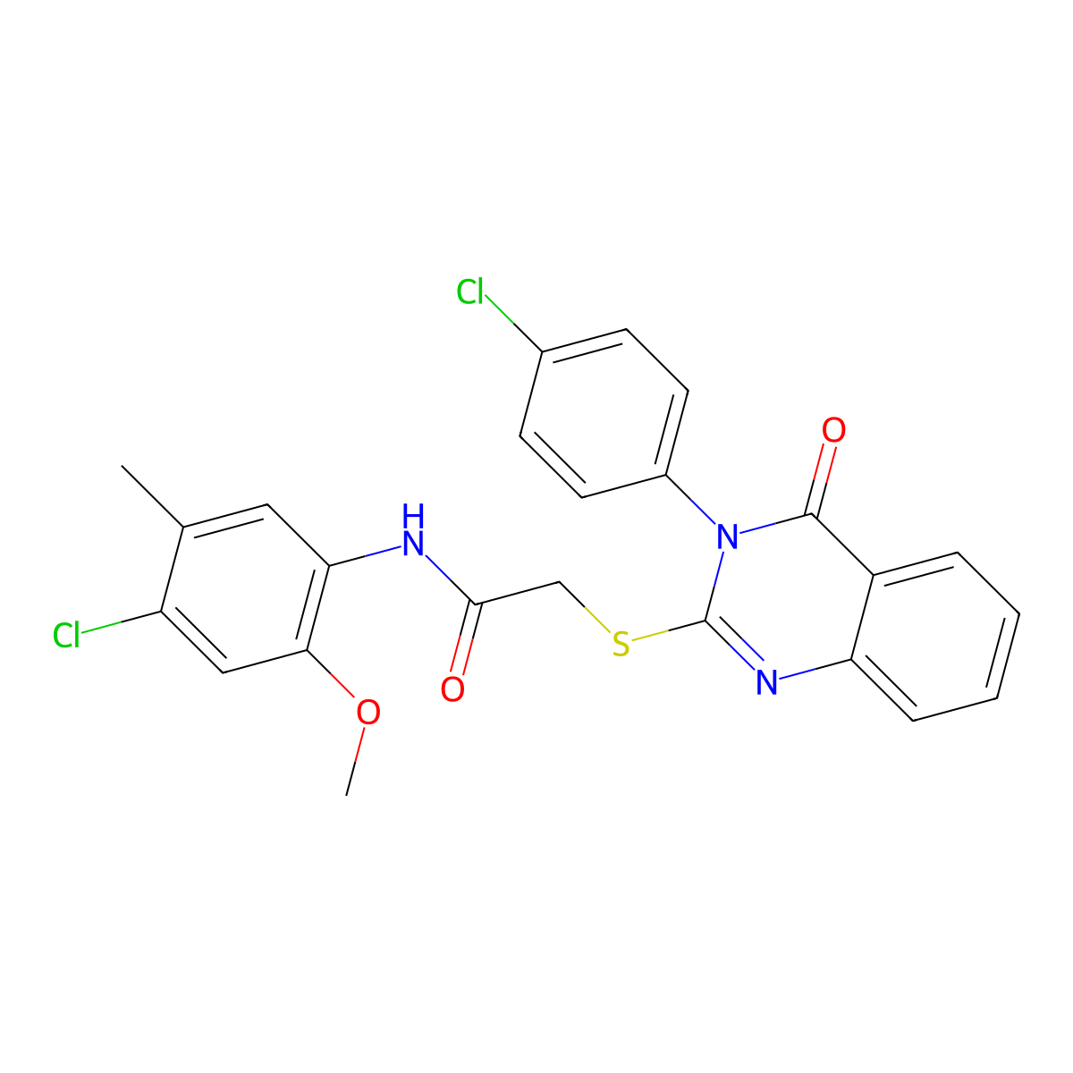 N-(4-chloro-2-methoxy-5-methylphenyl)-2-{[3-(4-chlorophenyl)-4-oxo-3,4-dihydroquinazolin-2-yl]sulfanyl}acetamide molecular structure, CAS 521277-94-1