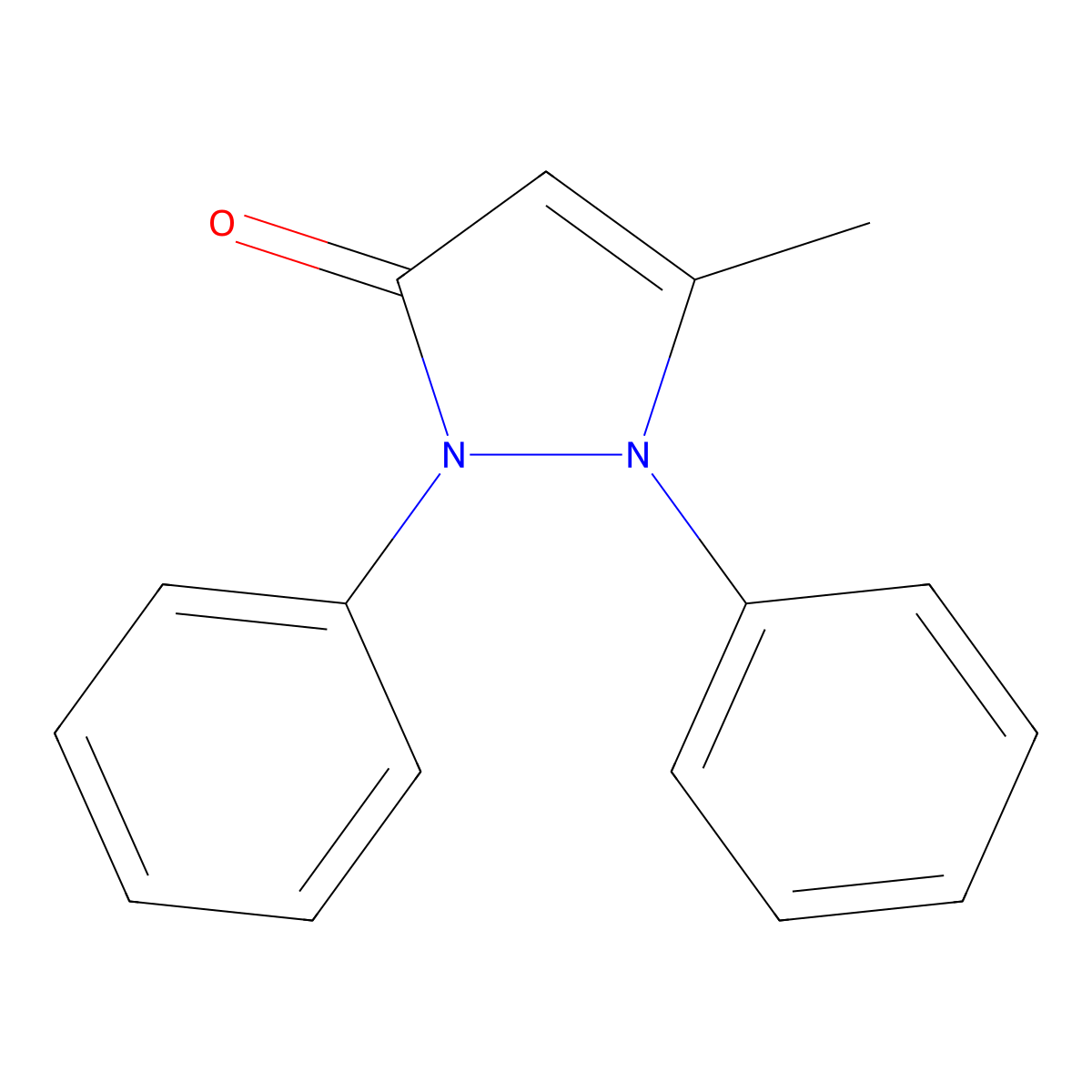 5-methyl-1,2-diphenyl-1,2-dihydro-3H-pyrazol-3-one molecular structure, CAS 52128-85-5