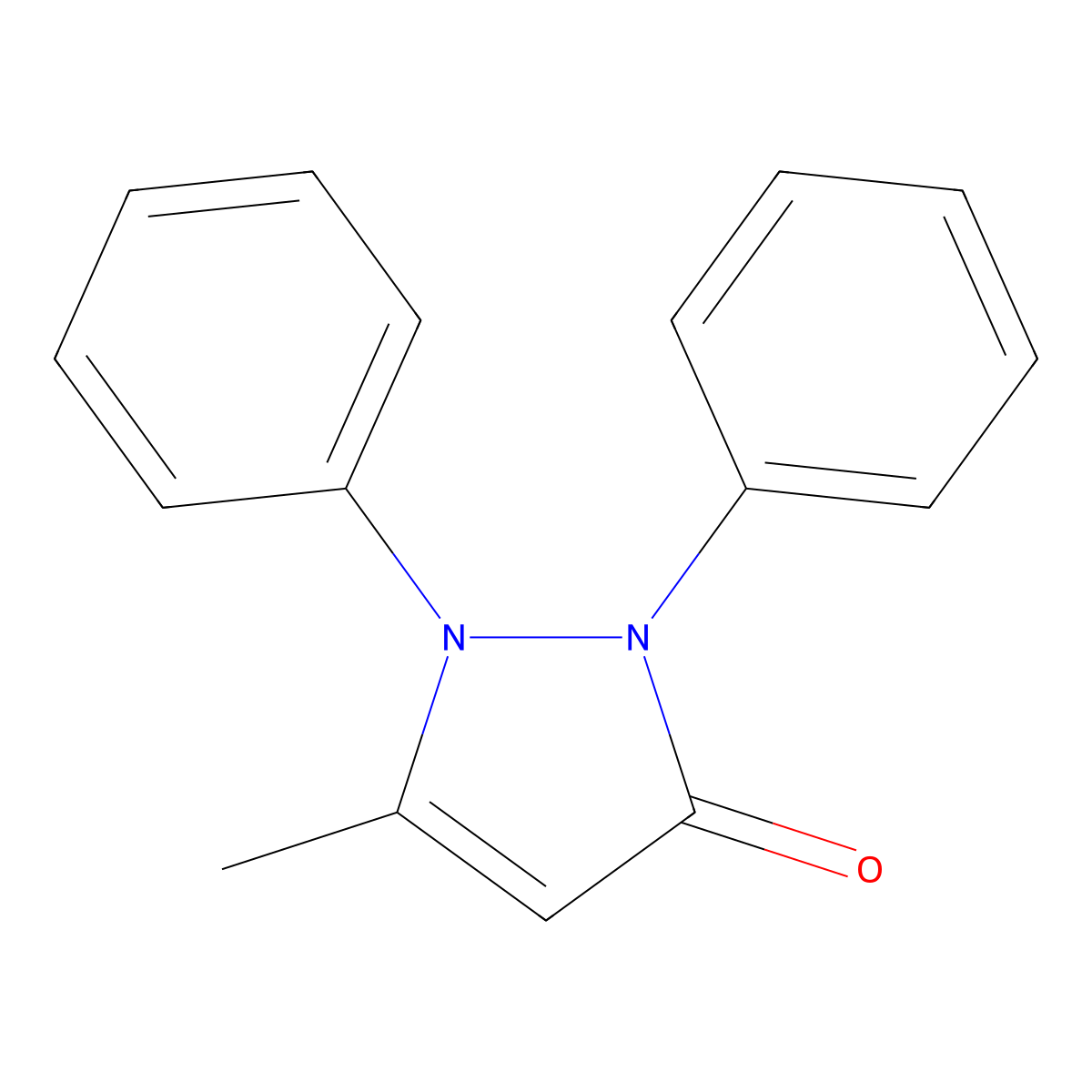 5-methyl-1,2-diphenyl-1,2-dihydro-3H-pyrazol-3-one molecular structure, CAS 52128-85-5