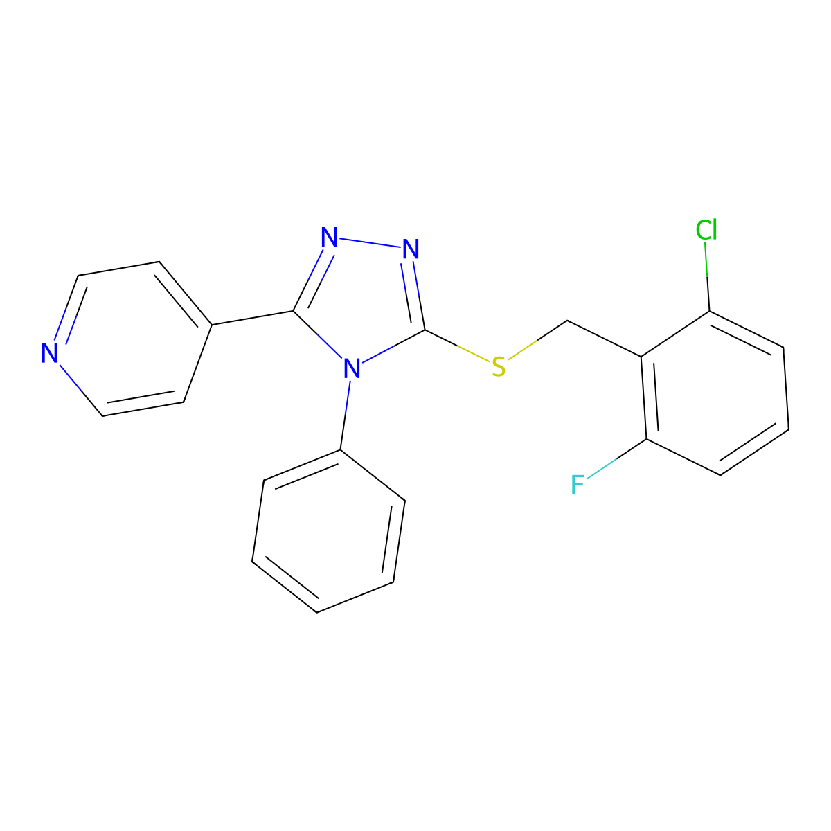 4-(5-((2-Chloro-6-fluorobenzyl)thio)-4-phenyl-4H-1,2,4-triazol-3-yl)pyridine molecular structure, CAS 521281-98-1