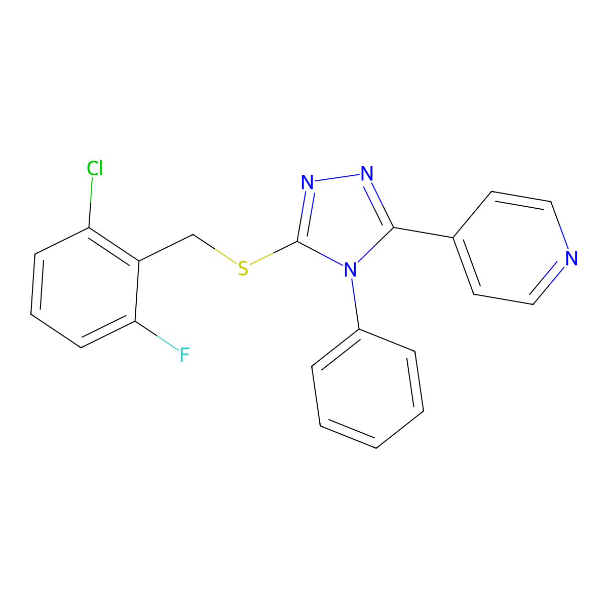4-(5-((2-Chloro-6-fluorobenzyl)thio)-4-phenyl-4H-1,2,4-triazol-3-yl)pyridine molecular structure, CAS 521281-98-1