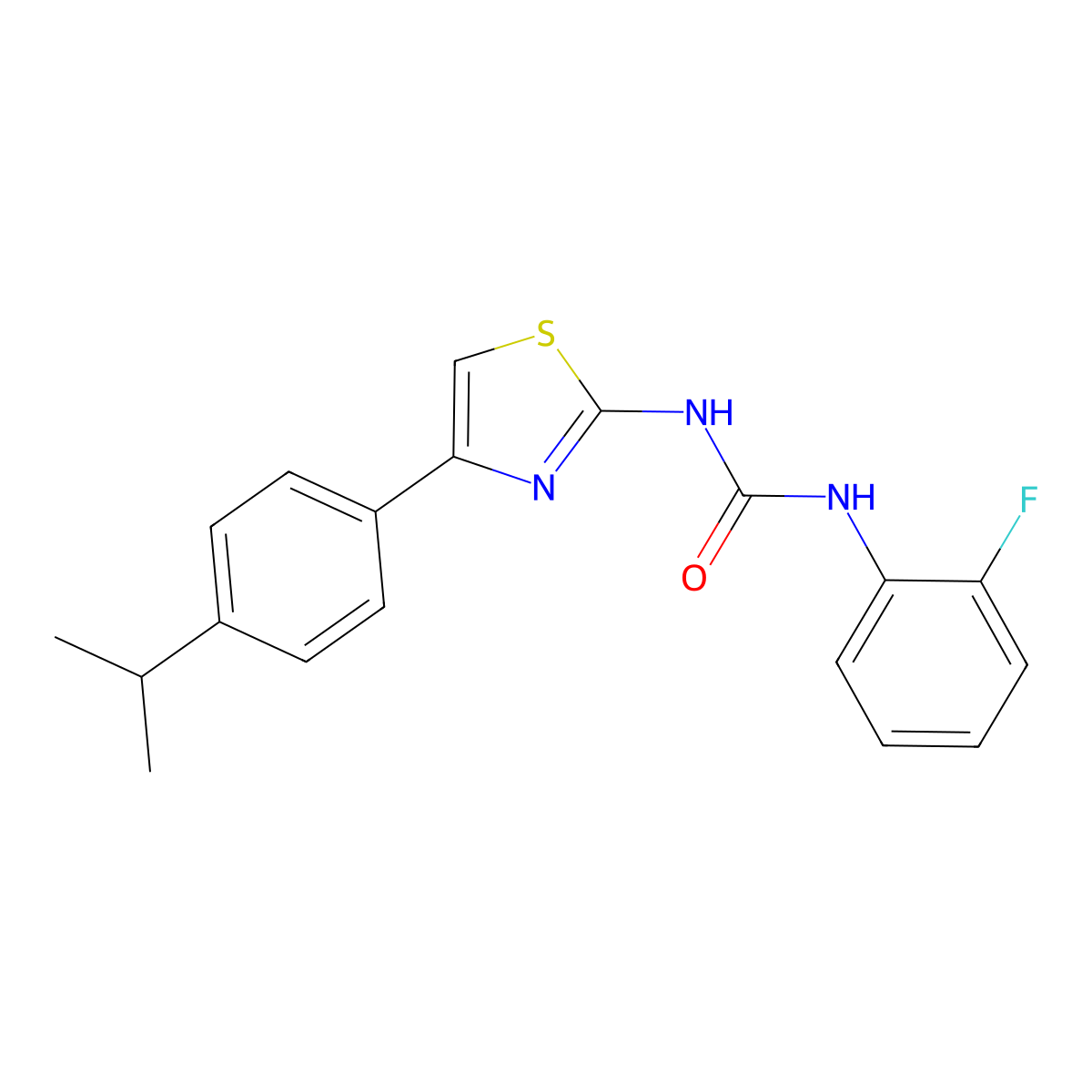 1-(2-Fluorophenyl)-3-(4-(4-isopropylphenyl)thiazol-2-yl)urea molecular structure, CAS 521283-64-7