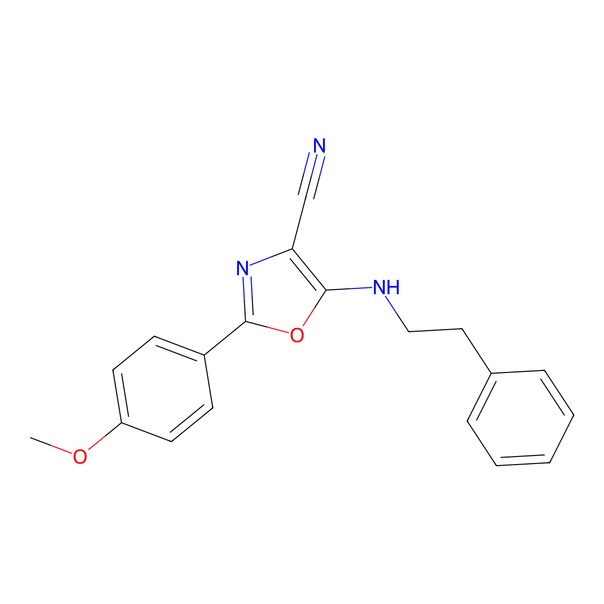 2-(4-Methoxyphenyl)-5-[(2-phenylethyl)amino]-1,3-oxazole-4-carbonitrile molecular structure, CAS 521283-90-9