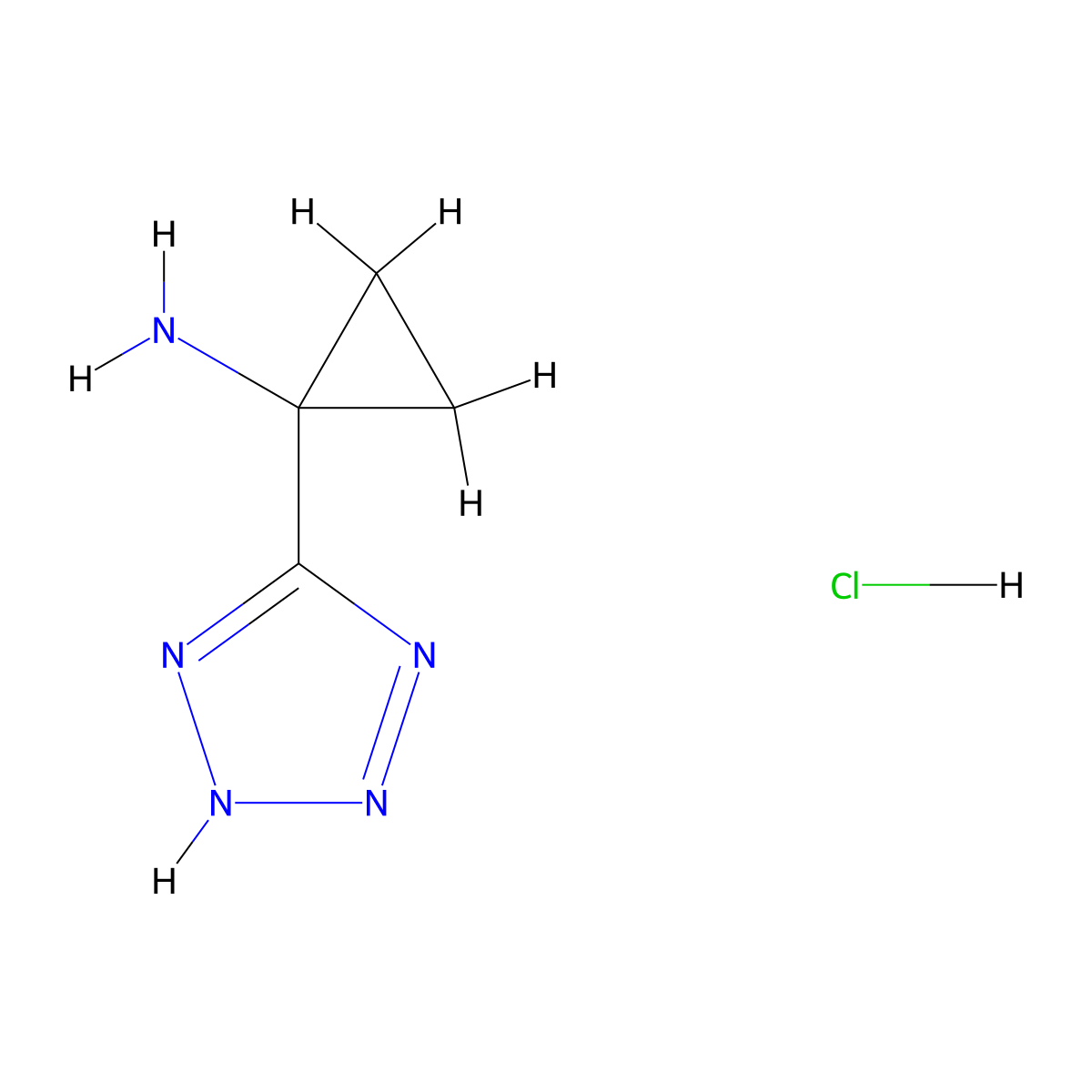 1-(1H-1,2,3,4-tetrazol-5-yl)cyclopropan-1-amine hydrochloride molecular structure, CAS 521286-65-7