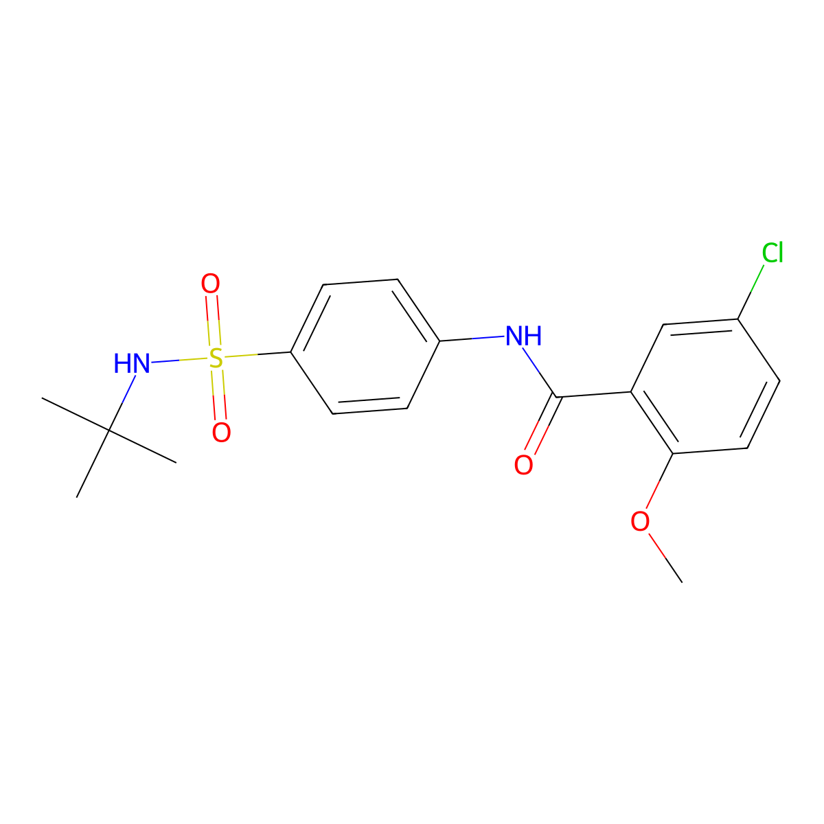 N-[4-(tert-butylsulfamoyl)phenyl]-5-chloro-2-methoxybenzamide molecular structure, CAS 521294-95-1