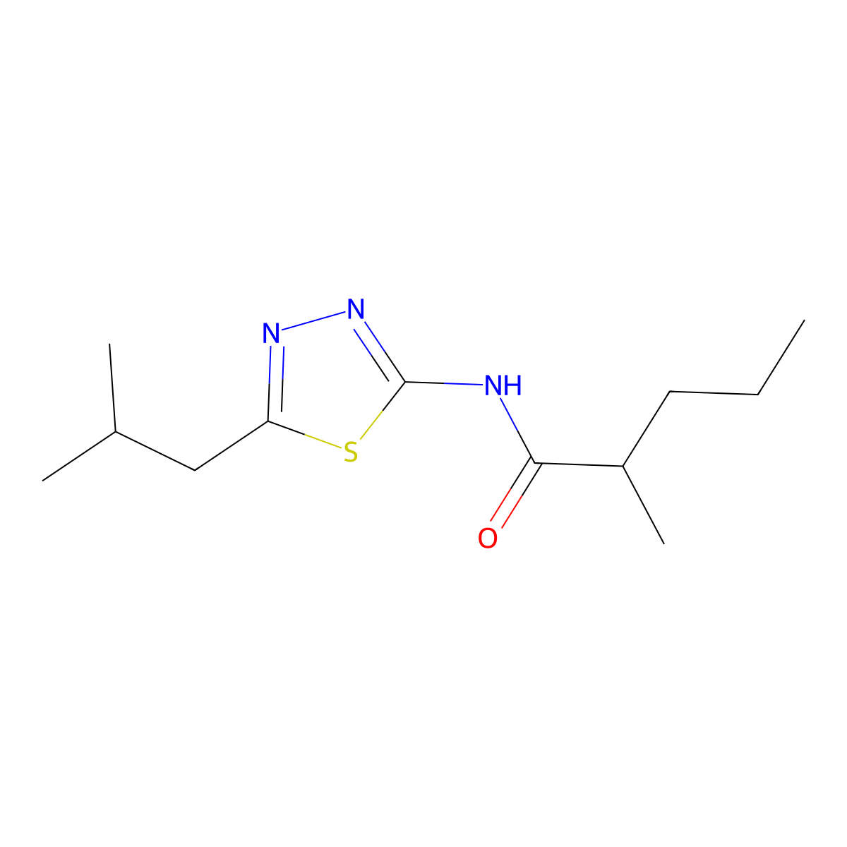 2-methyl-N-[5-(2-methylpropyl)-1,3,4-thiadiazol-2-yl]pentanamide molecular structure, CAS 521295-06-7