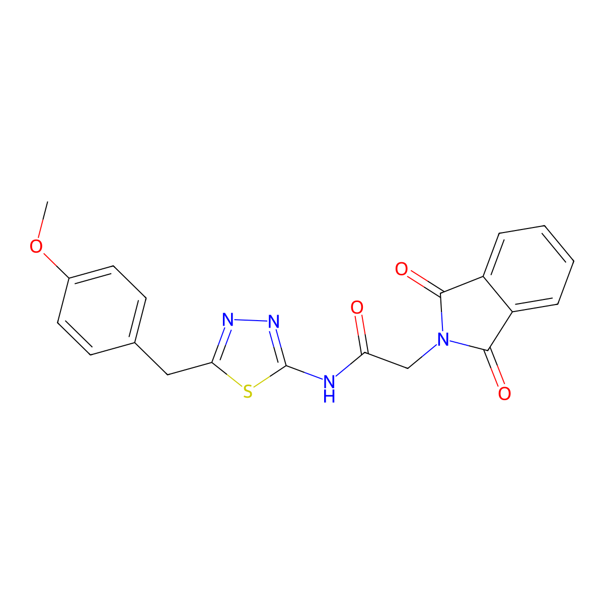 2-(1,3-dioxoisoindol-2-yl)-N-[5-[(4-methoxyphenyl)methyl]-1,3,4-thiadiazol-2-yl]acetamide molecular structure, CAS 521295-07-8