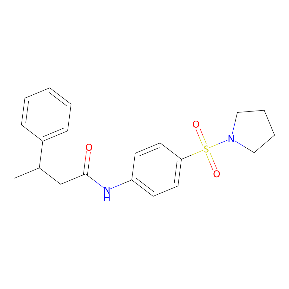 3-phenyl-N-(4-pyrrolidin-1-ylsulfonylphenyl)butanamide molecular structure, CAS 521295-17-0