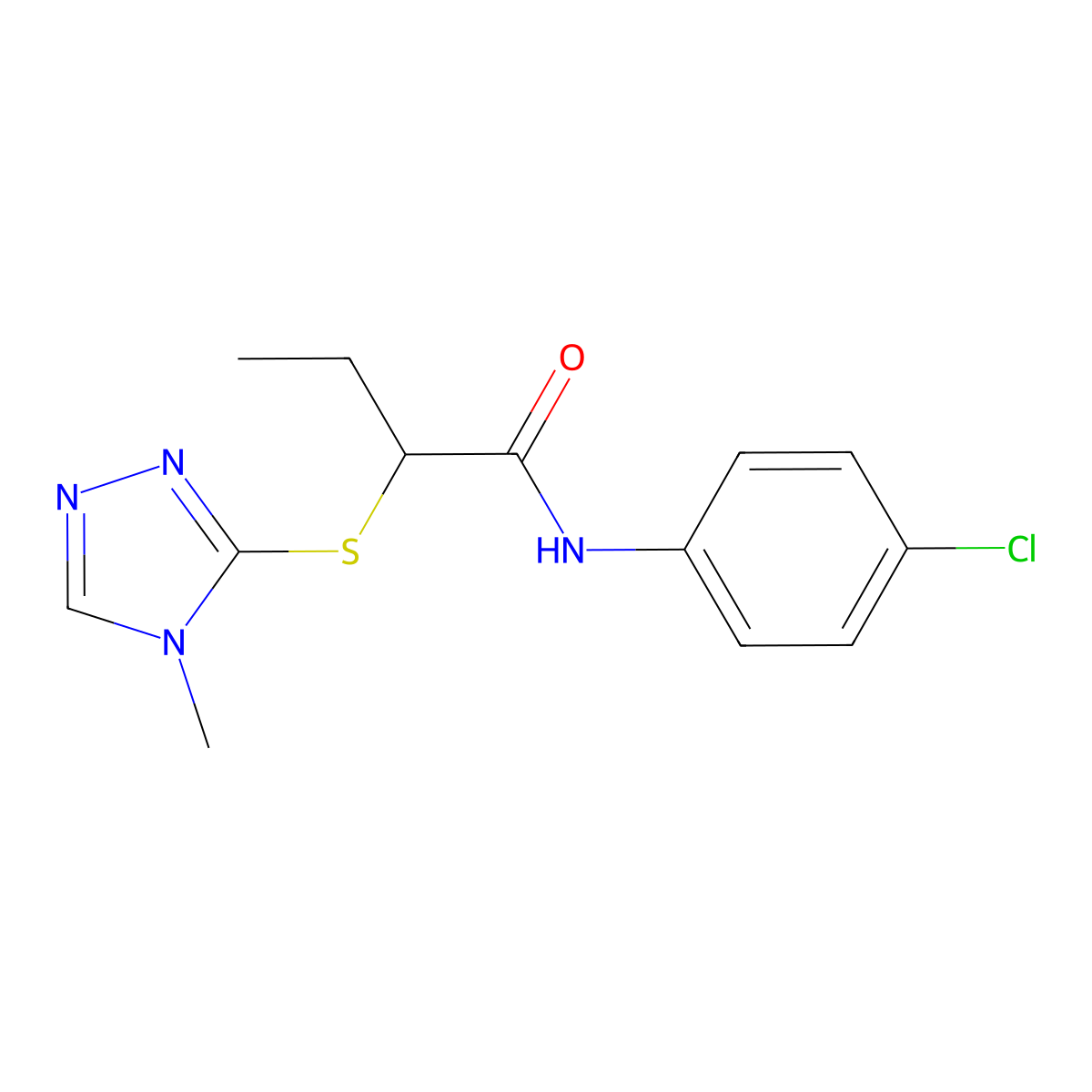 N-(4-chlorophenyl)-2-[(4-methyl-4H-1,2,4-triazol-3-yl)sulfanyl]butanamide molecular structure, CAS 521295-38-5