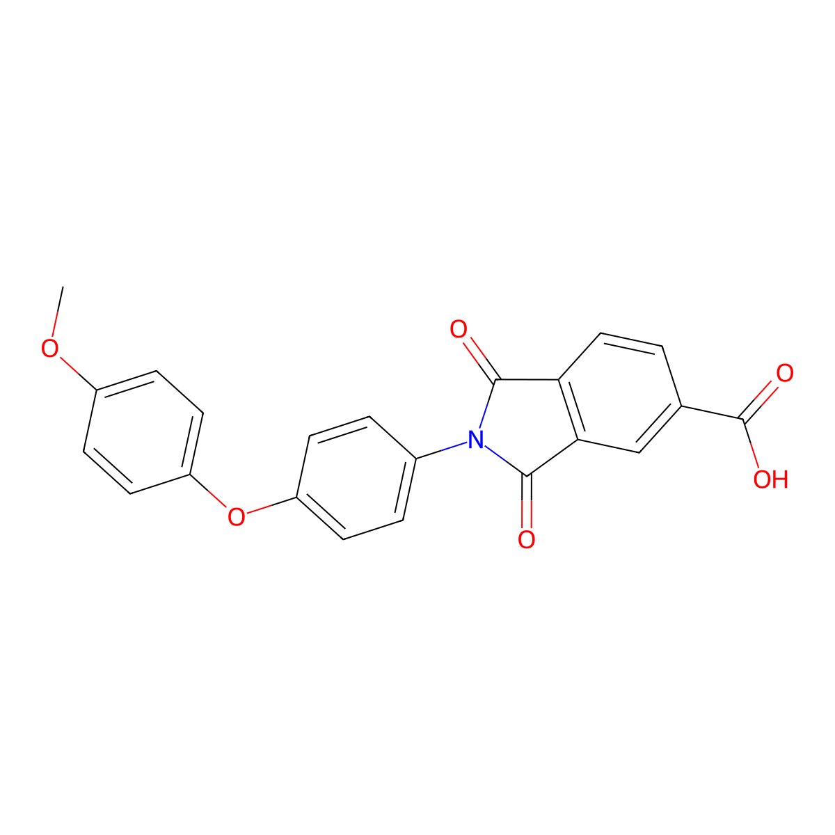 2-[4-(4-methoxyphenoxy)phenyl]-1,3-dioxo-2,3-dihydro-1H-isoindole-5-carboxylic acid molecular structure, CAS 521295-59-0