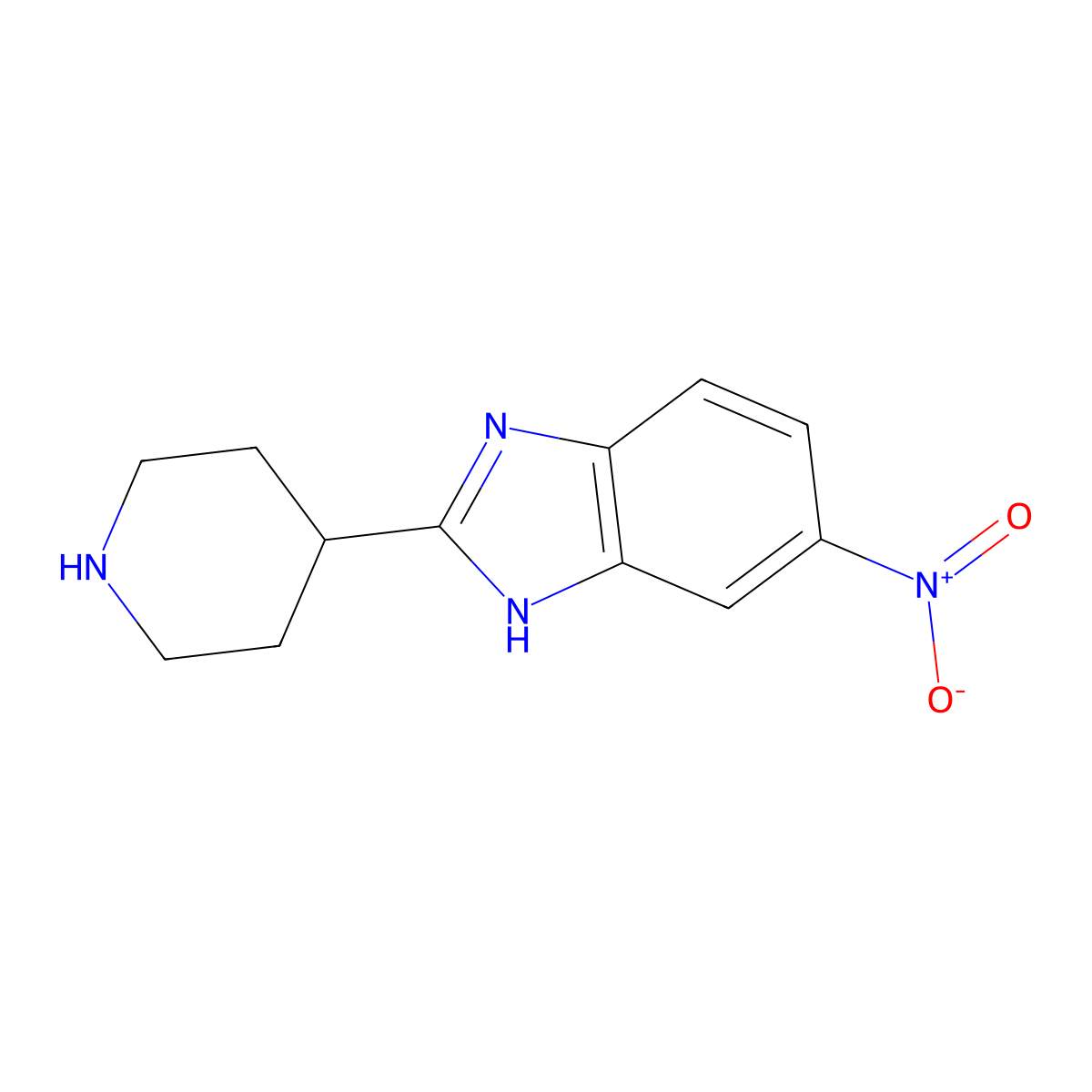 6-nitro-2-piperidin-4-yl-1H-benzimidazole molecular structure, CAS 521298-40-8